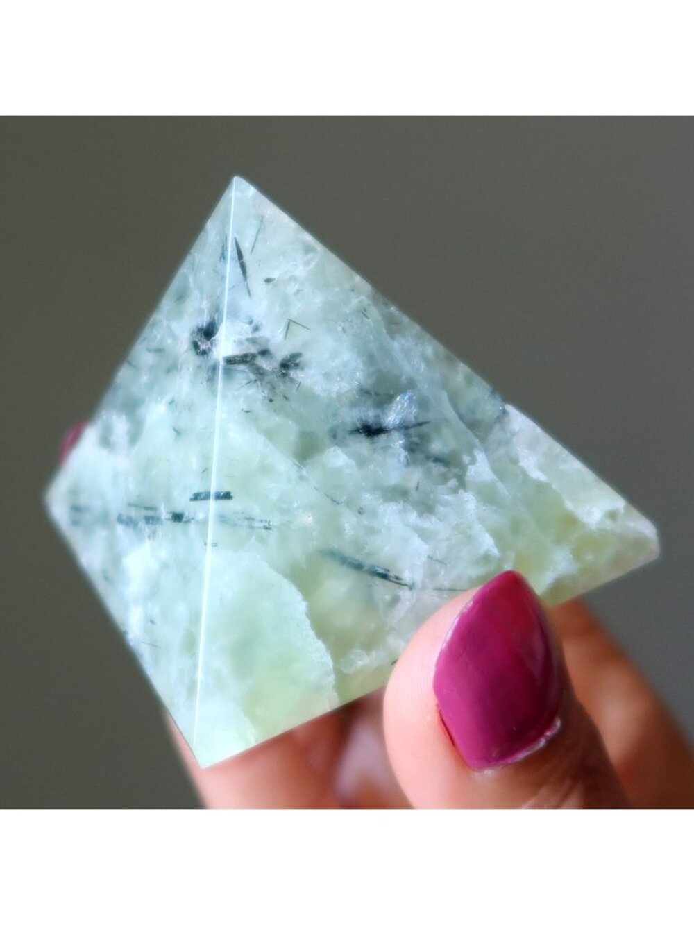 Prehnite Pyramid Evergreen Stone Green Crystal Gemstone Decor